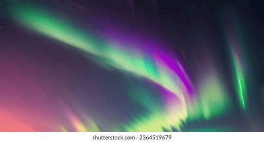 Luces nórdicas multicolores brillan en el cielo nocturno.  Aurora boreal ártica. El fenómeno natural en la atmósfera. Ilustración vectorial 3d realista.