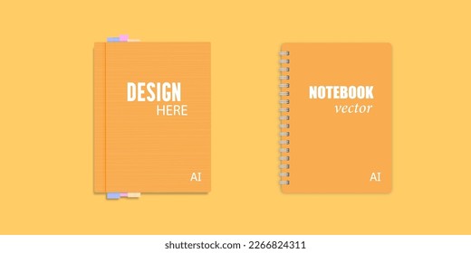 Multi-colored notebooks .Template for text.Paper mocap for inscription .Business diary .Vector ,Illustration.	