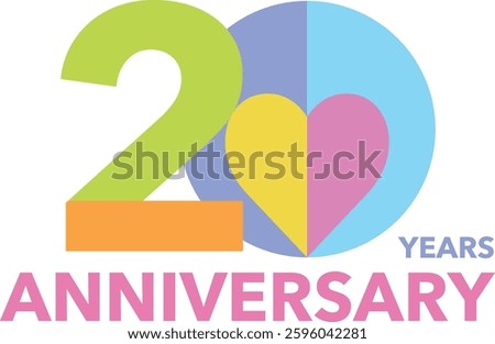 A multicolored number 20 for celebrating the anniversary on a white background. number 20 vector illustration.