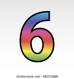 Multicolored number with black border
