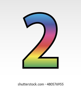 Multicolored number with black border