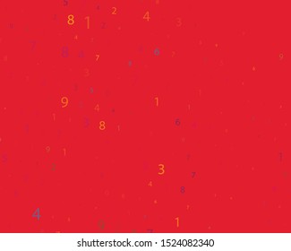 Multi-colored numbers from 0 to 9 of different sizes and transparency on a bright background. Matrix style. Vector illustration
