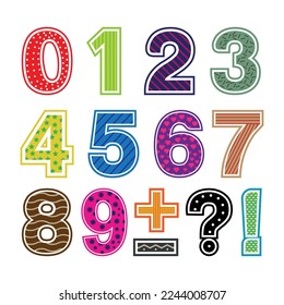 multi-colored numbers for small children's education, printing.