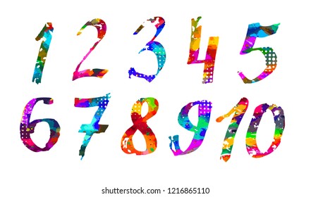 Multicolored numbers. Vector objects