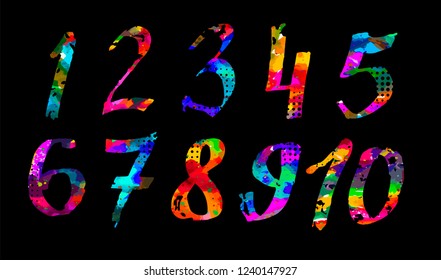 Multicolored numbers. Vector objects