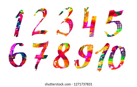 Multicolored numbers. Vector objects