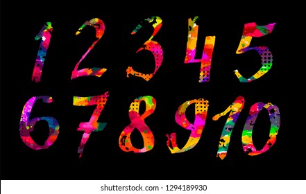 Multicolored numbers. Vector objects