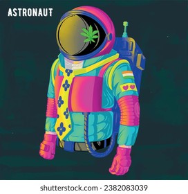  Multicolored Open Space,Astronaut's Journey Through The Universe
