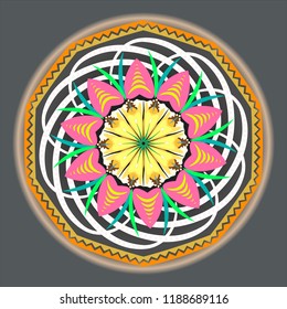 Multi-colored oriental vintage pattern with arabesques floral elements, mandala