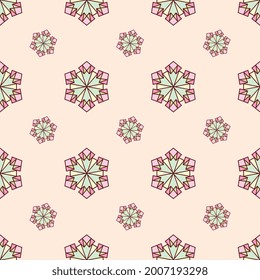 multicolored ornamental object seamless repeat pattern, repeat pattern for packaging, textile, wallpaper, curtains, gift wrapper, web background, and more. patterns added to the swatch panel.