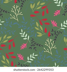 multicolored outline plants on a marsh green background