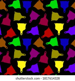 Herramienta de pincel de pintura multicolor sobre fondo negro, patrón sin soldadura, textura para diseño, ilustración vectorial