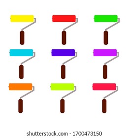 Multi-colored paint rollers on a white background, vector illustration