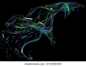 Multicolored paint splashes, dust particles, and debris are carried by the wind. Design for banners, posters, brochures, covers, and magazines. EPS 10