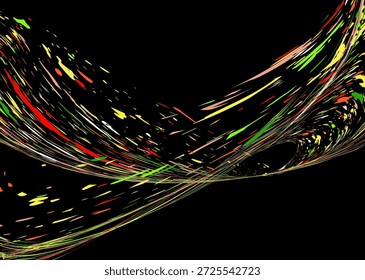 Las salpicaduras de pintura multicolor, las partículas de polvo y los desechos son transportados por el viento. Diseño para Anuncios, carteles, folletos, portadas y revistas. EPS 10