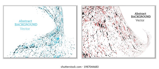 Multicolored paint splashes, smears, dust particles and debris are carried by the wind. A set of two templates. Design template for the design of banners, posters, booklets, covers, magazines. EPS 10