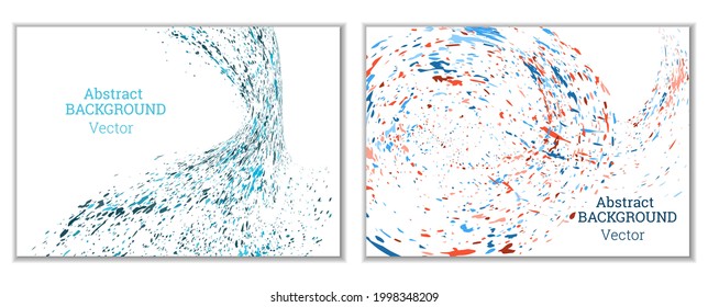 Multicolored paint splashes, smears, dust particles and debris are carried by the wind. A set of two templates. Design template for the design of banners, posters, booklets, covers, magazines. EPS 10