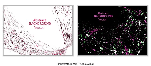 Multicolored paint splashes, smears, dust particles and debris are carried by the wind. A set of two templates. Design template for the design of banners, posters, booklets, covers, magazines. EPS 10