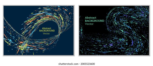 Multicolored paint splashes, smears, dust particles and debris are carried by the wind. A set of two templates. Design template for the design of banners, posters, booklets, covers, magazines. EPS 10