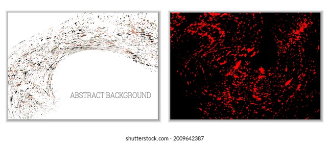 Multicolored paint splashes, smears, dust particles and debris are carried by the wind. A set of two templates. Design template for the design of banners, posters, booklets, covers, magazines. EPS 10