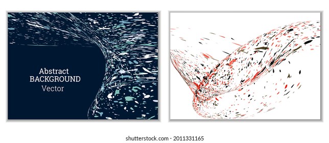 Multicolored paint splashes, smears, dust particles and debris are carried by the wind. A set of two templates. Design template for the design of banners, posters, booklets, covers, magazines. EPS 10
