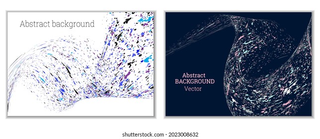 Multicolored paint splashes, smears, dust particles and debris are carried by the wind. A set of two templates. Design template for the design of banners, posters, booklets, covers, magazines. EPS 10