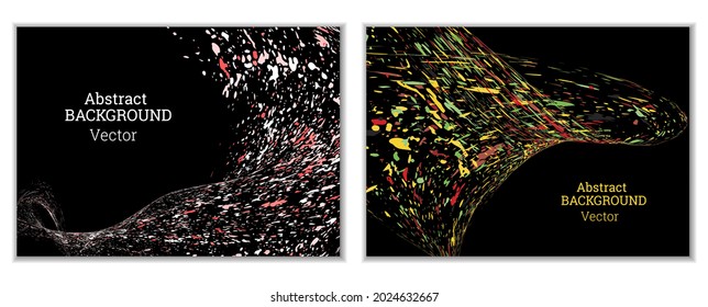 Multicolored paint splashes, smears, dust particles and debris are carried by the wind. A set of two templates. Design template for the design of banners, posters, booklets, covers, magazines. EPS 10