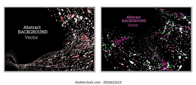 Multicolored paint splashes, smears, dust particles and debris are carried by the wind. A set of two templates. Design template for the design of banners, posters, booklets, covers, magazines. EPS 10