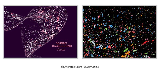 Multicolored paint splashes, smears, dust particles and debris are carried by the wind. A set of two templates. Design template for the design of banners, posters, booklets, covers, magazines. EPS 10