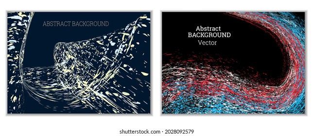 Multicolored paint splashes, smears, dust particles and debris are carried by the wind. A set of two templates. Design template for the design of banners, posters, booklets, covers, magazines. EPS 10