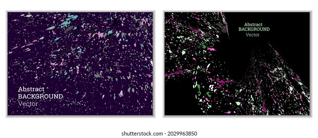 Multicolored paint splashes, smears, dust particles and debris are carried by the wind. A set of two templates. Design template for the design of banners, posters, booklets, covers, magazines. EPS 10