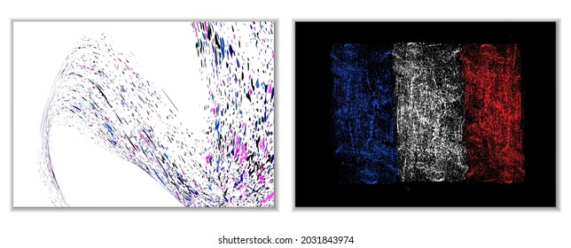 Multicolored paint splashes, smears, dust particles and debris are carried by the wind. A set of two templates. Design template for the design of banners, posters, booklets, covers, magazines. EPS 10