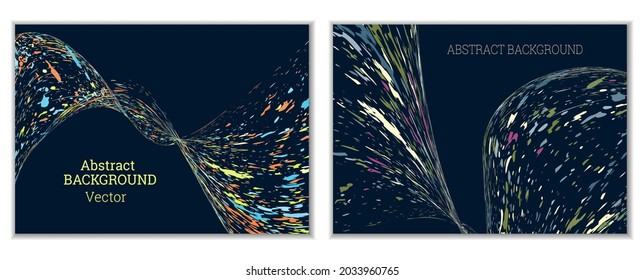 Multicolored paint splashes, smears, dust particles and debris are carried by the wind. A set of two templates. Design template for the design of banners, posters, booklets, covers, magazines. EPS 10