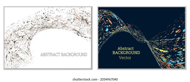 Multicolored paint splashes, smears, dust particles and debris are carried by the wind. A set of two templates. Design template for the design of banners, posters, booklets, covers, magazines. EPS 10