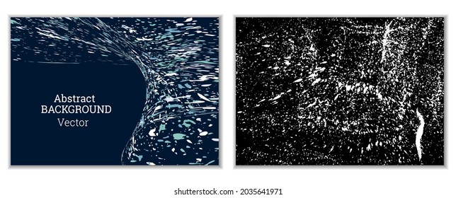 Multicolored paint splashes, smears, dust particles and debris are carried by the wind. A set of two templates. Design template for the design of banners, posters, booklets, covers, magazines. EPS 10