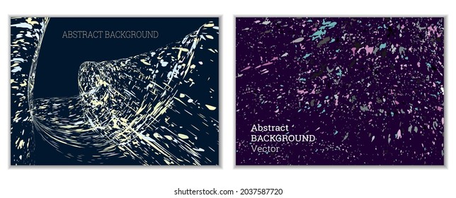 Multicolored paint splashes, smears, dust particles and debris are carried by the wind. A set of two templates. Design template for the design of banners, posters, booklets, covers, magazines. EPS 10