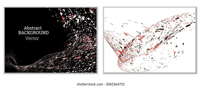 Multicolored paint splashes, smears, dust particles and debris are carried by the wind. A set of two templates. Design template for the design of banners, posters, booklets, covers, magazines. EPS 10