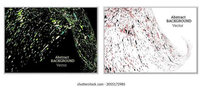 Multicolored paint splashes, smears, dust particles and debris are carried by the wind. A set of two templates. Design template for the design of banners, posters, booklets, covers, magazines. EPS 10