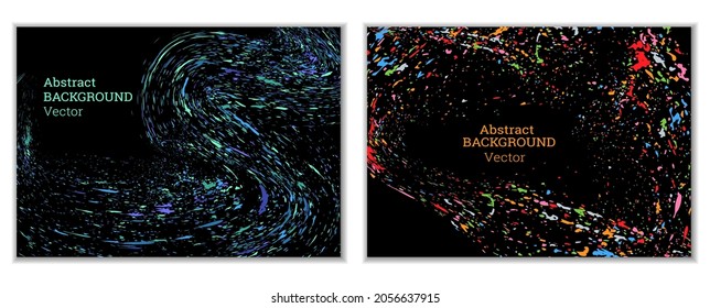 Multicolored paint splashes, smears, dust particles and debris are carried by the wind. A set of two templates. Design template for the design of banners, posters, booklets, covers, magazines. EPS 10
