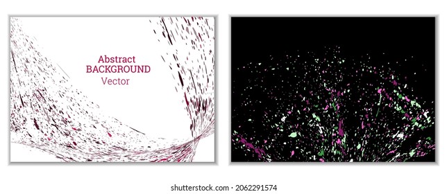 Multicolored paint splashes, smears, dust particles and debris are carried by the wind. A set of two templates. Design template for the design of banners, posters, booklets, covers, magazines. EPS 10