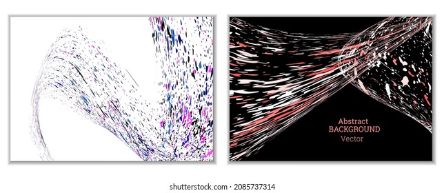 Multicolored paint splashes, smears, dust particles and debris are carried by the wind. A set of two templates. Design template for the design of banners, posters, booklets, covers, magazines. EPS 10