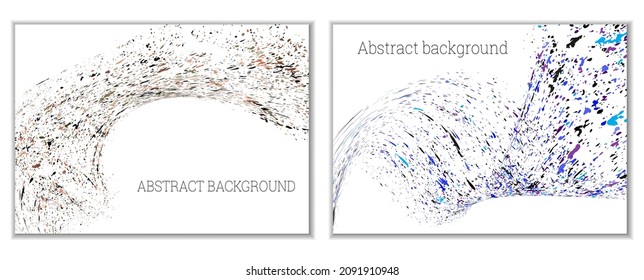 Multicolored paint splashes, smears, dust particles and debris are carried by the wind. A set of two templates. Design template for the design of banners, posters, booklets, covers, magazines. EPS 10