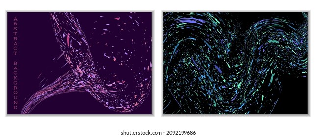 Multicolored paint splashes, smears, dust particles and debris are carried by the wind. A set of two templates. Design template for the design of banners, posters, booklets, covers, magazines. EPS 10