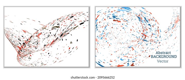 Multicolored paint splashes, smears, dust particles and debris are carried by the wind. A set of two templates. Design template for the design of banners, posters, booklets, covers, magazines. EPS 10