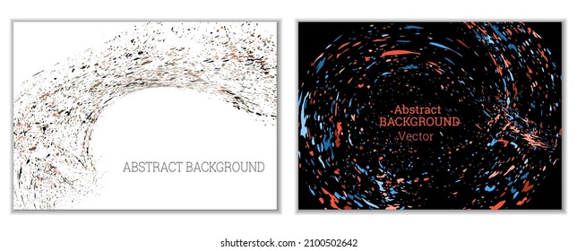 Multicolored paint splashes, smears, dust particles and debris are carried by the wind. A set of two templates. Design template for the design of banners, posters, booklets, covers, magazines. EPS 10
