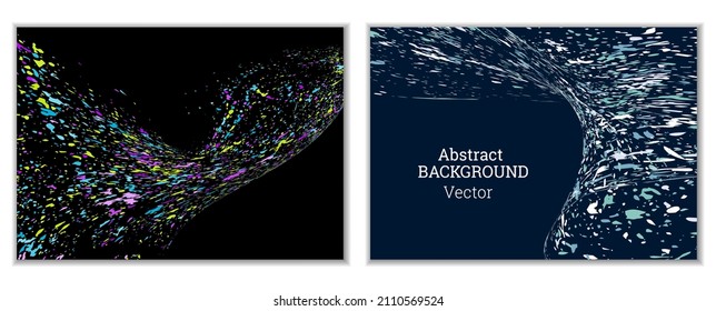 Multicolored paint splashes, smears, dust particles and debris are carried by the wind. A set of two templates. Design template for the design of banners, posters, booklets, covers, magazines. EPS 10