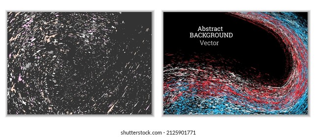 Multicolored paint splashes, smears, dust particles and debris are carried by the wind. A set of two templates. Design template for the design of banners, posters, booklets, covers, magazines. EPS 10
