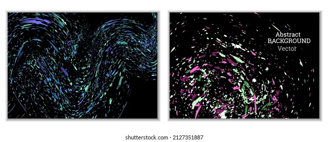Multicolored paint splashes, smears, dust particles and debris are carried by the wind. A set of two templates. Design template for the design of banners, posters, booklets, covers, magazines. EPS 10