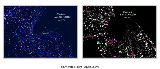 Multicolored paint splashes, smears, dust particles and debris are carried by the wind. A set of two templates. Design template for the design of banners, posters, booklets, covers, magazines. EPS 10