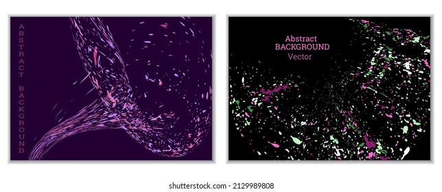 Multicolored paint splashes, smears, dust particles and debris are carried by the wind. A set of two templates. Design template for the design of banners, posters, booklets, covers, magazines. EPS 10